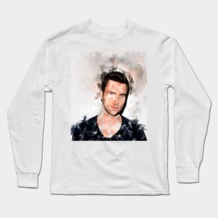 Adam Levine pop Portrait watercolour painting Long Sleeve T-Shirt